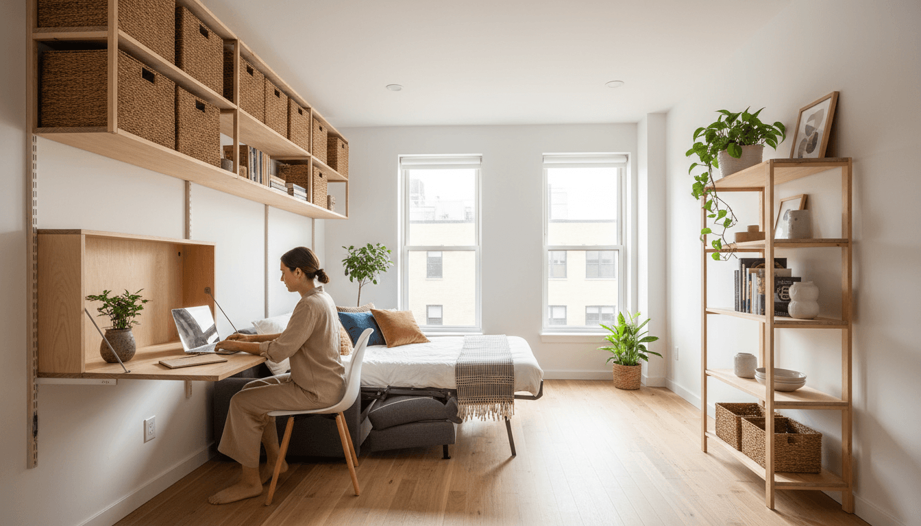 Space-saving wall bed in a contemporary Toronto apartment