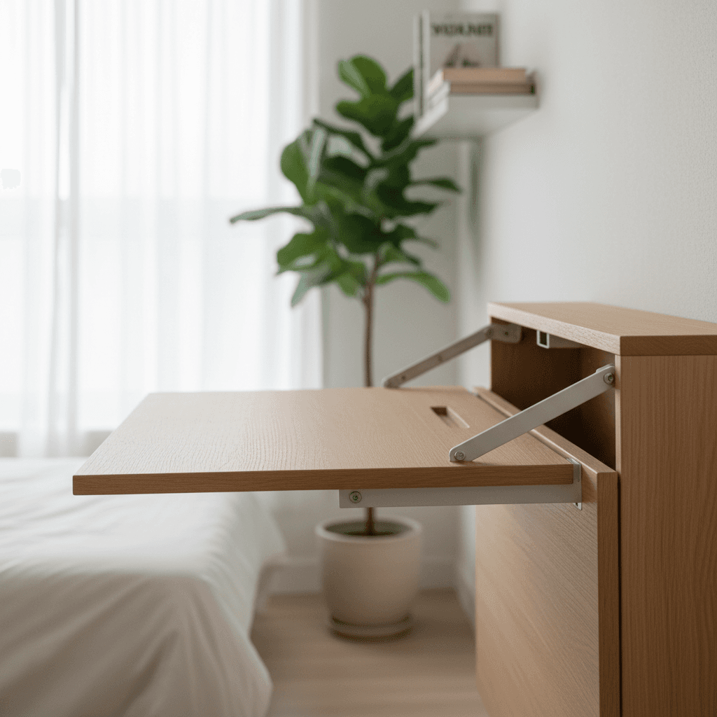 Foldable dining table and chairs in a compact condo