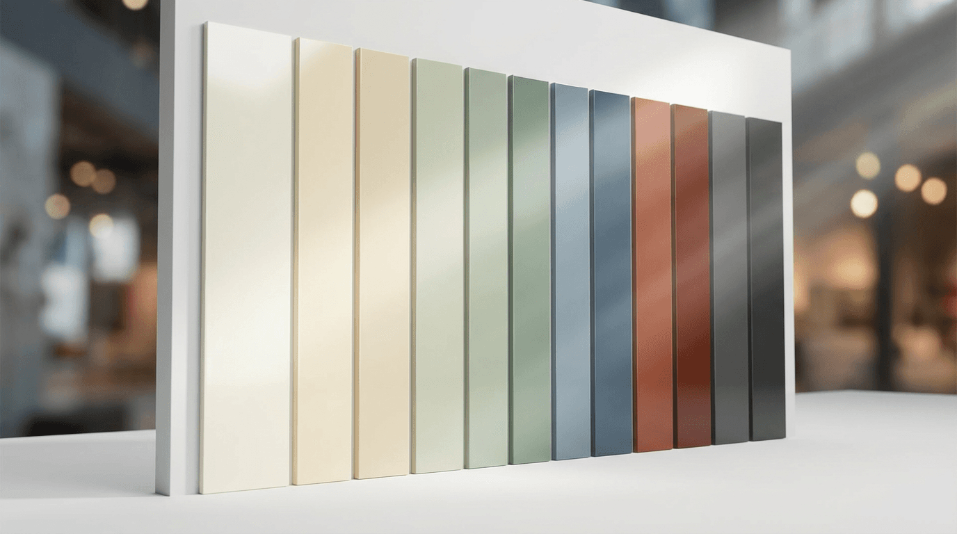 Paint chip color palette arranged neatly